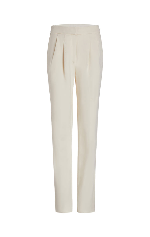 Cream - Italian Stretch-Crêpe Pants - Product Image